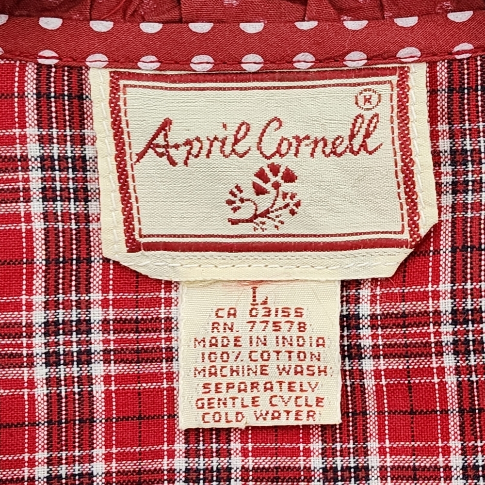 April Cornell Women's Vintage 100% Cotton Mixed Print Button Down Shirt - L - Picture 3 of 8